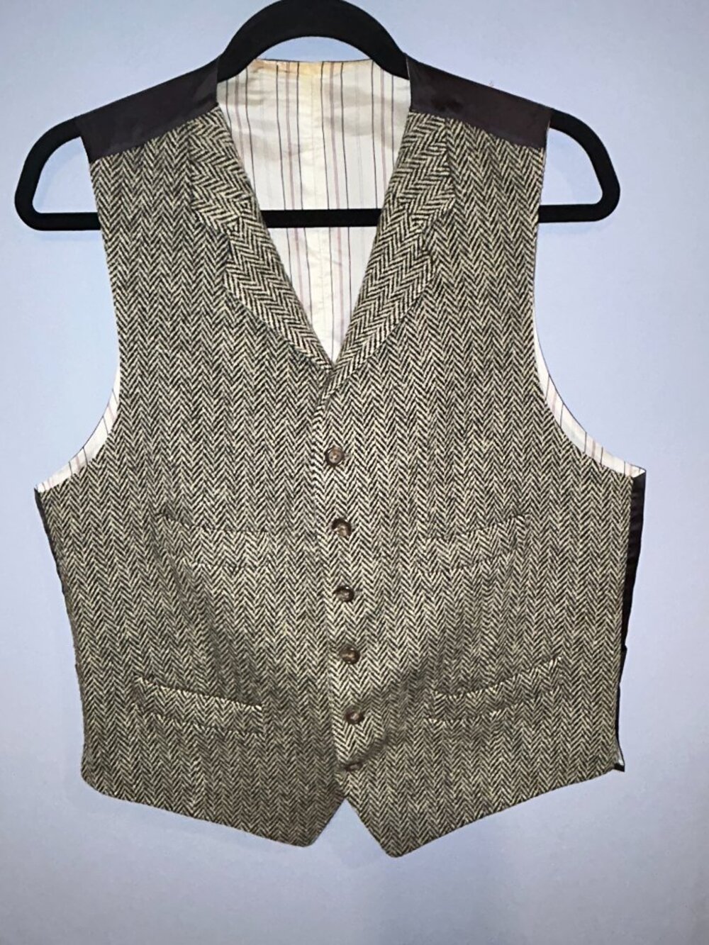 Polo Ralph Lauren Blue Label, 40R Wool Cashmere Herringbone Vest, Italy